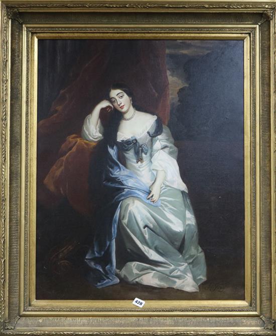 J. Gray, oil on canvas, Portrait of an 18th century lady, signed, 75 x 60cm